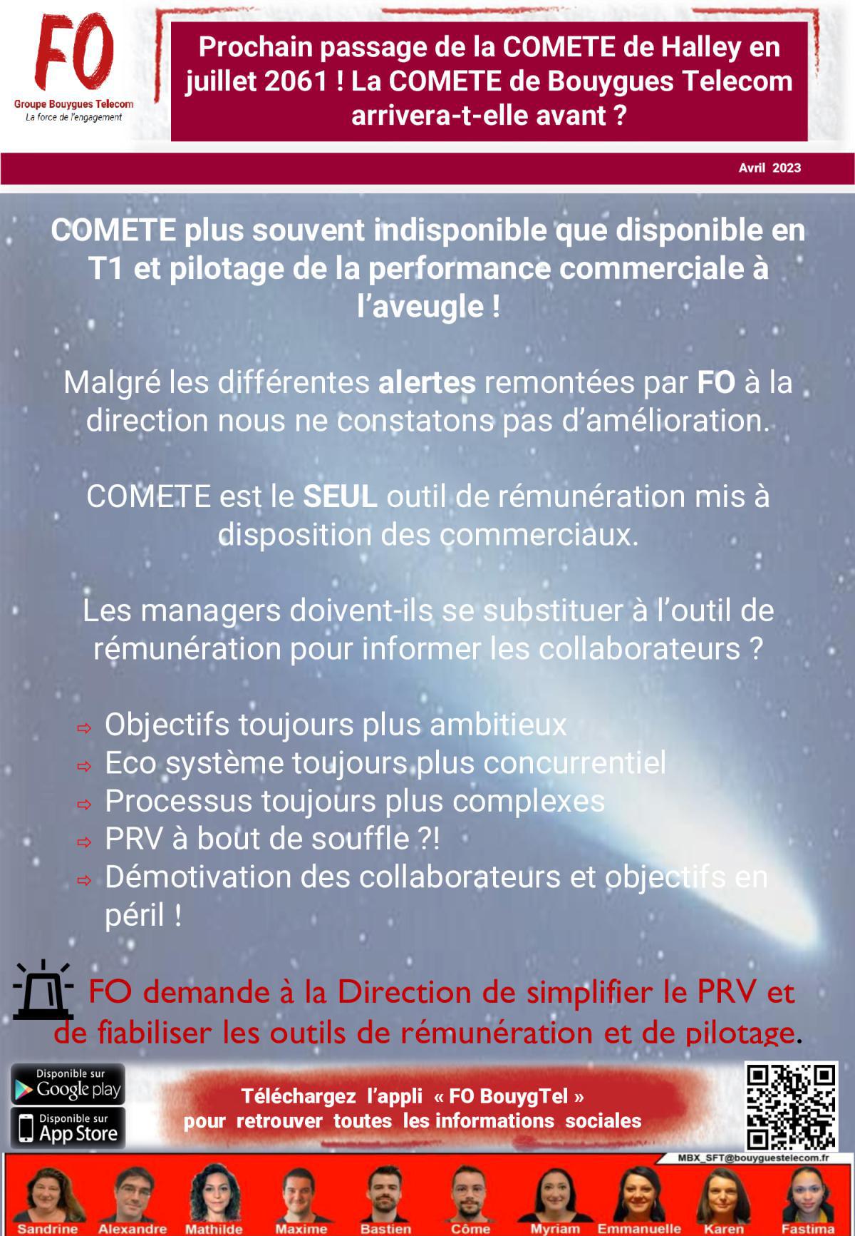 Tract " Prochain passage de la COMETE de Halley en Juillet 2061 ! La COMETE de Bouygues Telecom arriver-t-elle avant ?