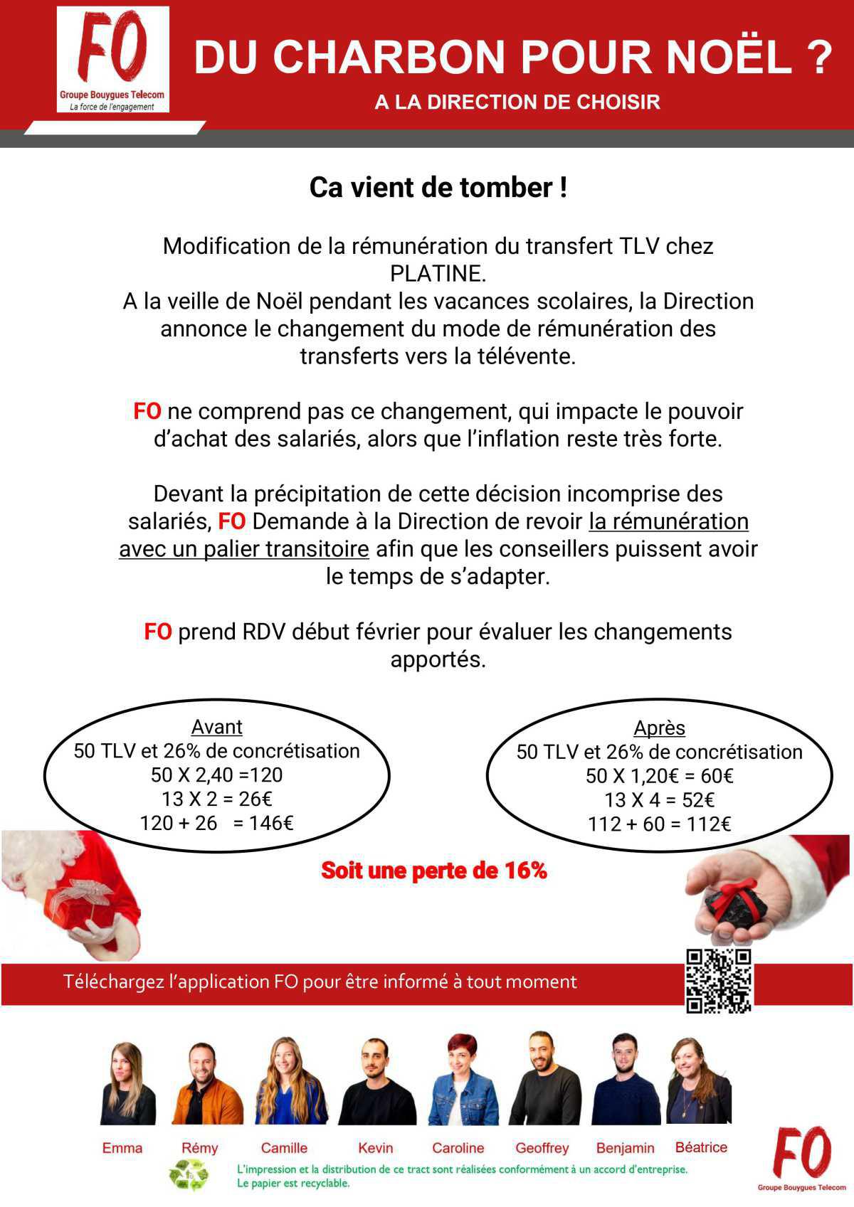 Tract "Du charbon pour Noël ? A la direction de choisir"