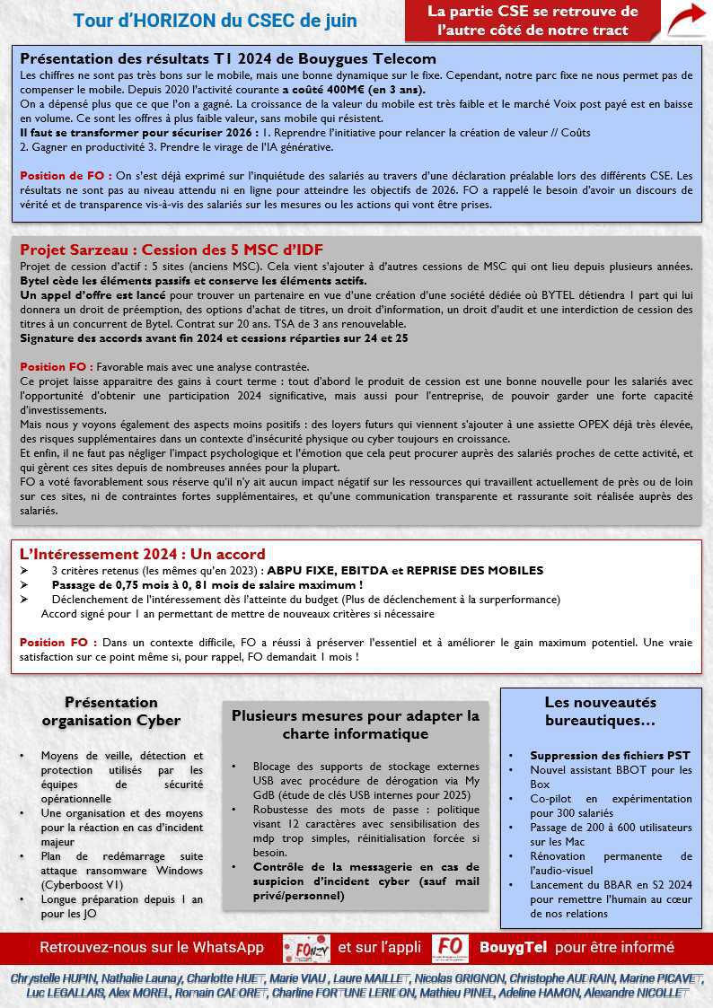 L'InFO CSE-CSEC de juin 