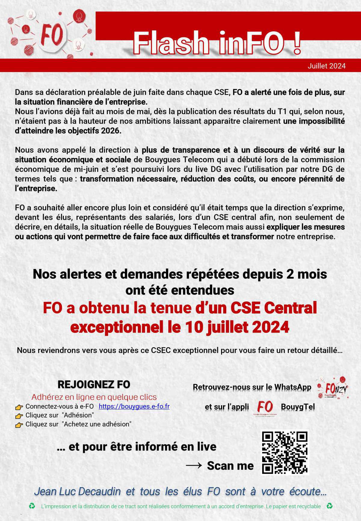 Le 10 juillet, CSEC Exceptionnel...