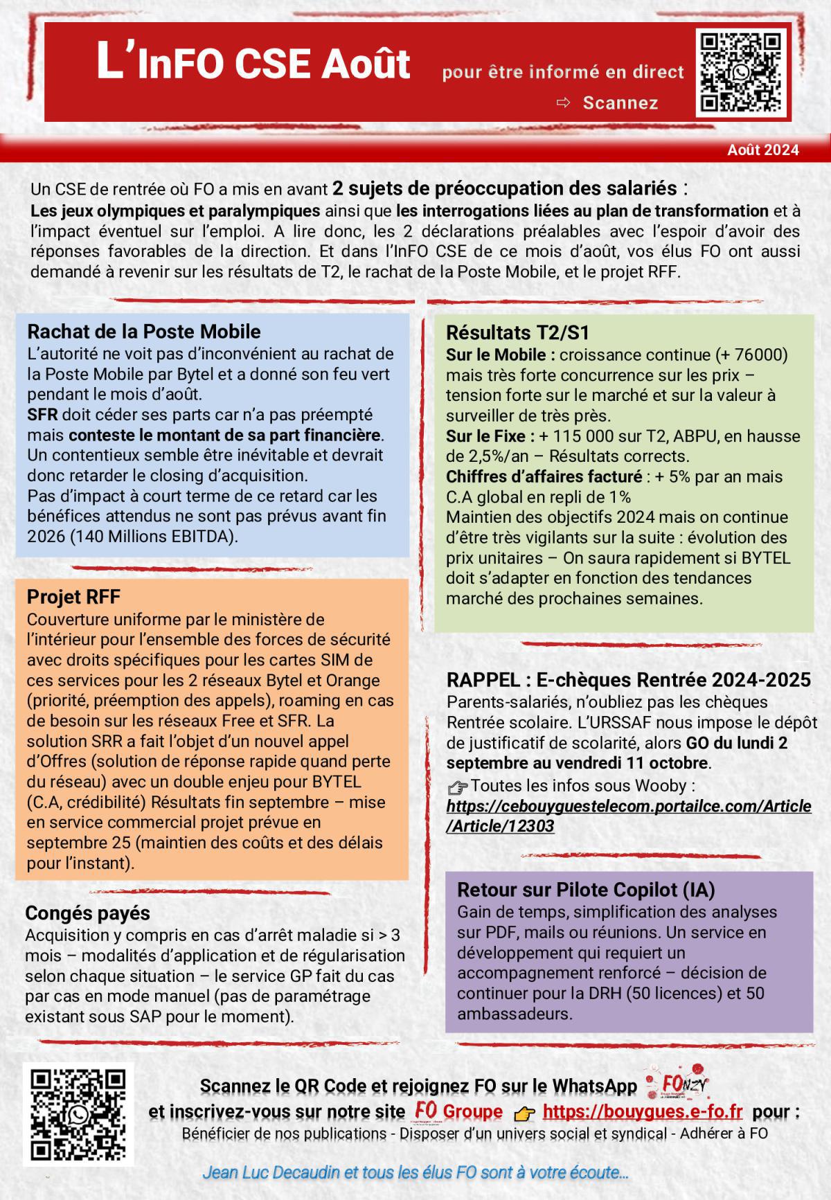 L'InFO CSE août est arrivée...