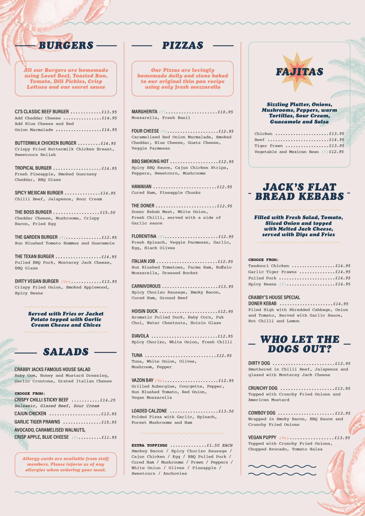 Crabby Jacks Main Menu