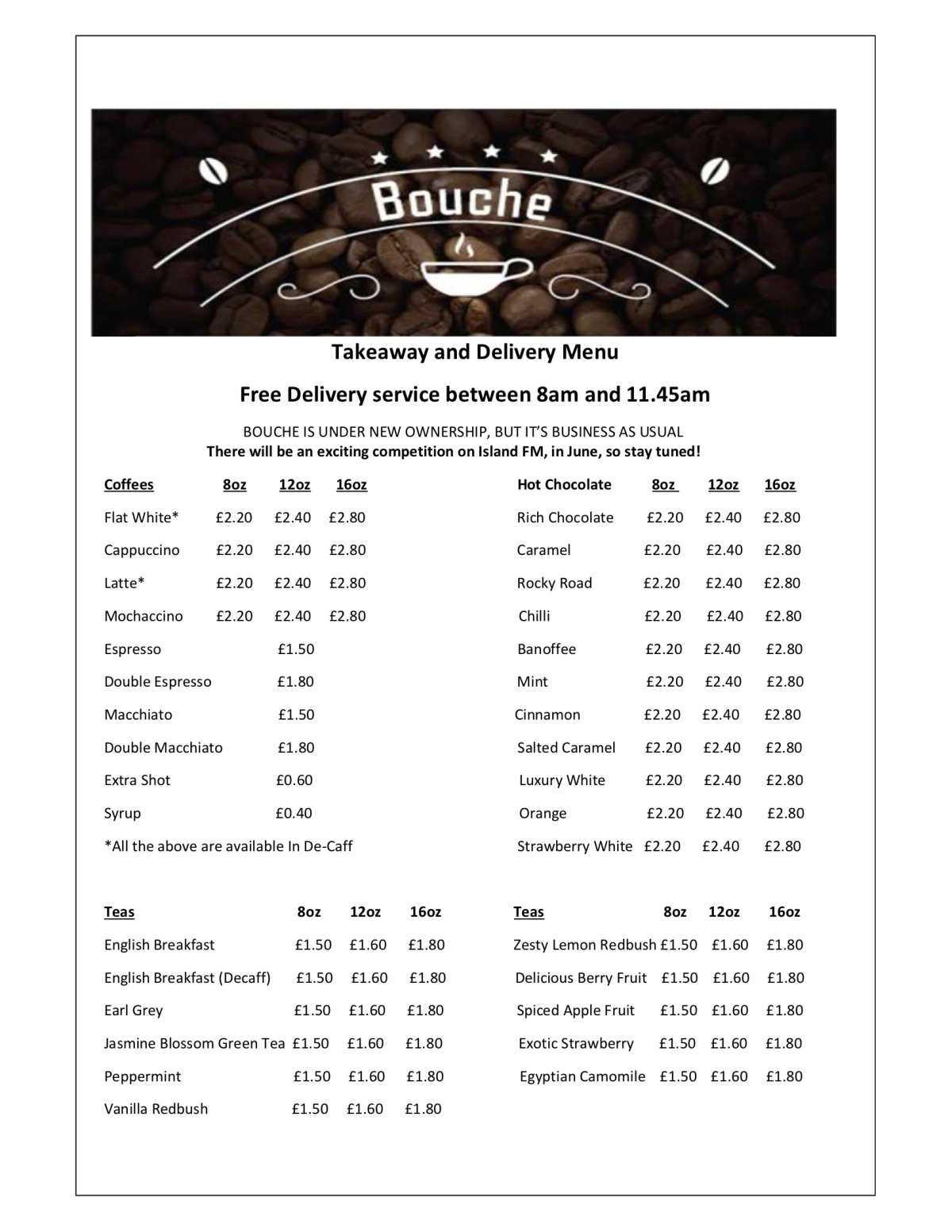 Bouche Takeaway & Delivery Menu