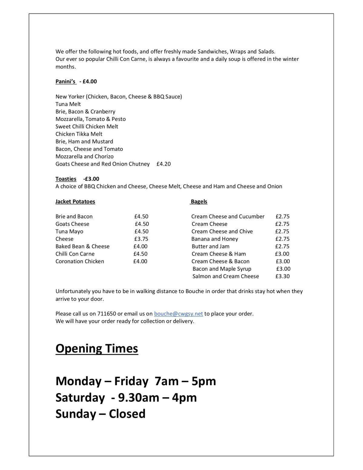 Bouche Takeaway & Delivery Menu