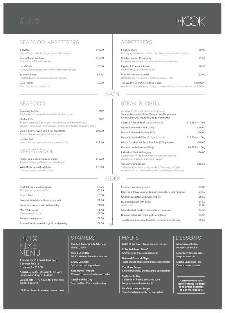 The Hook Sushi A La Carte Prix Fixe Menu