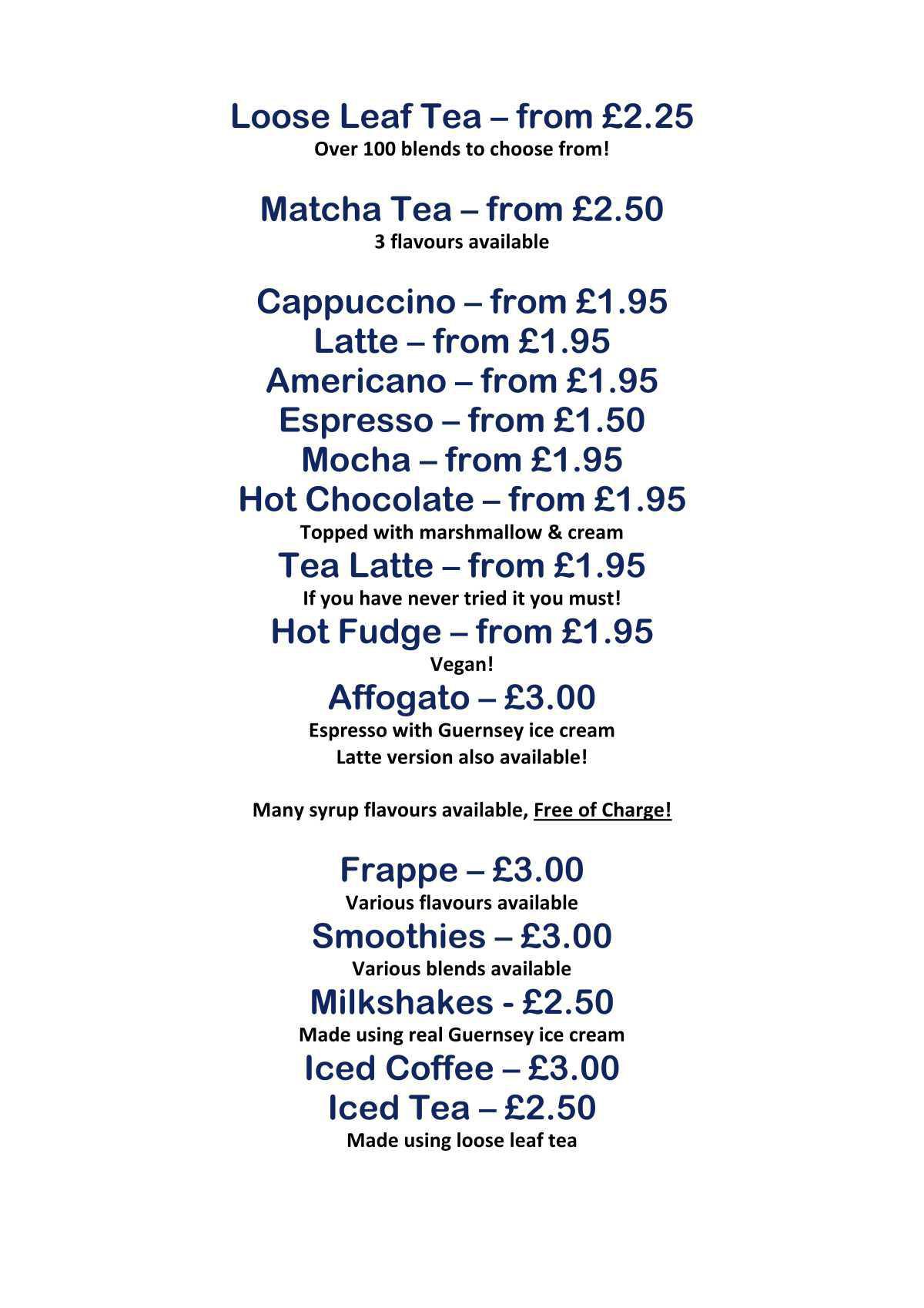 Tea & Co Menu