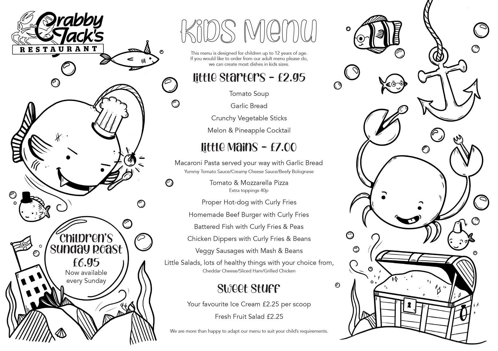 Crabby Jack S Kids Menu