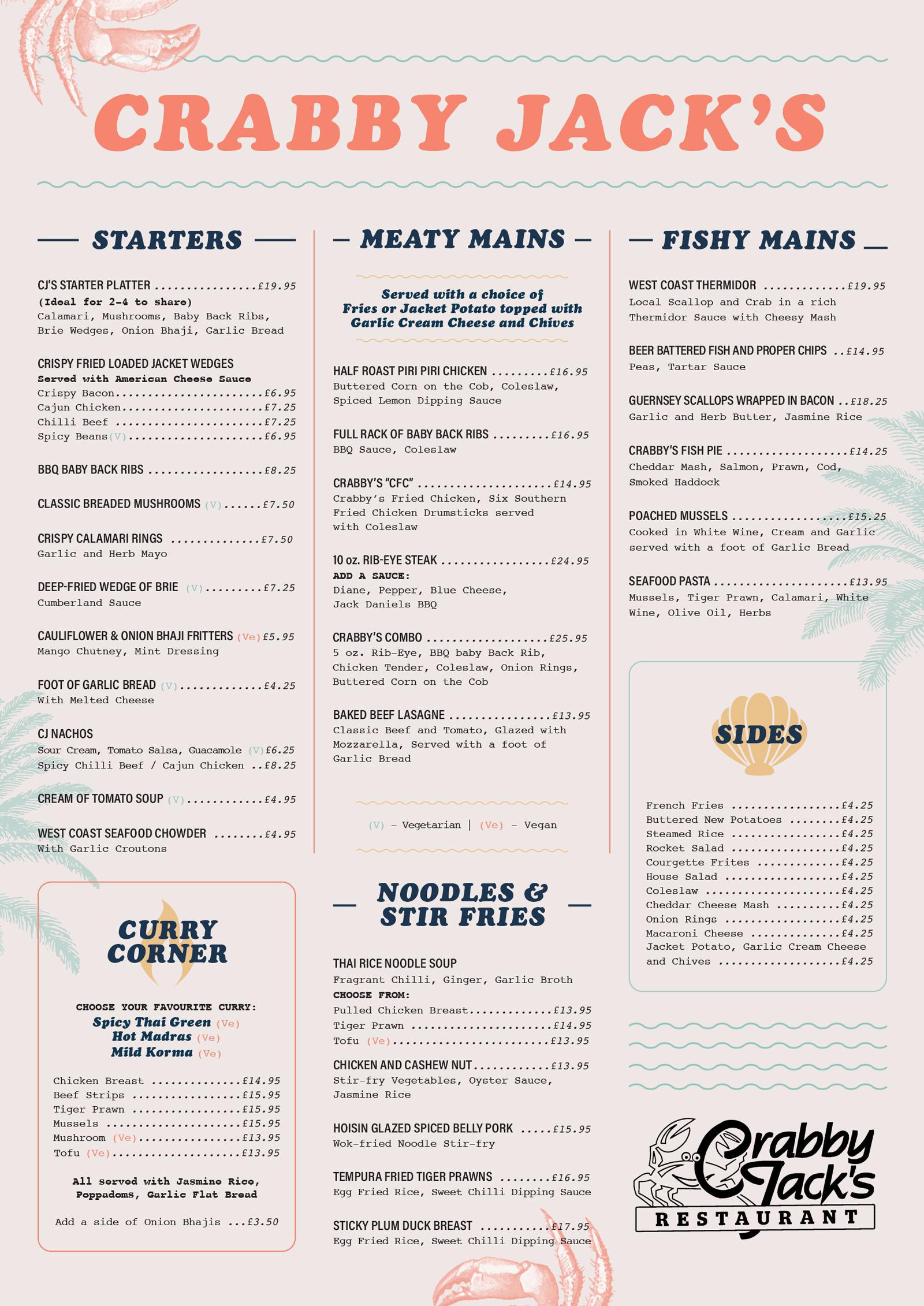 Crabby Jacks Main Menu