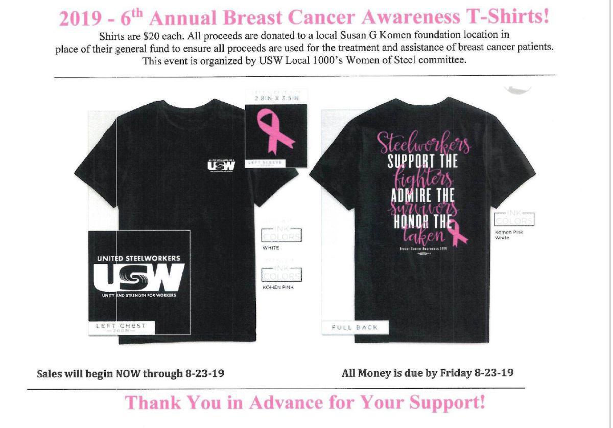 USW Women Of Steel 2019 Breast Cancer T-Shirt Sales