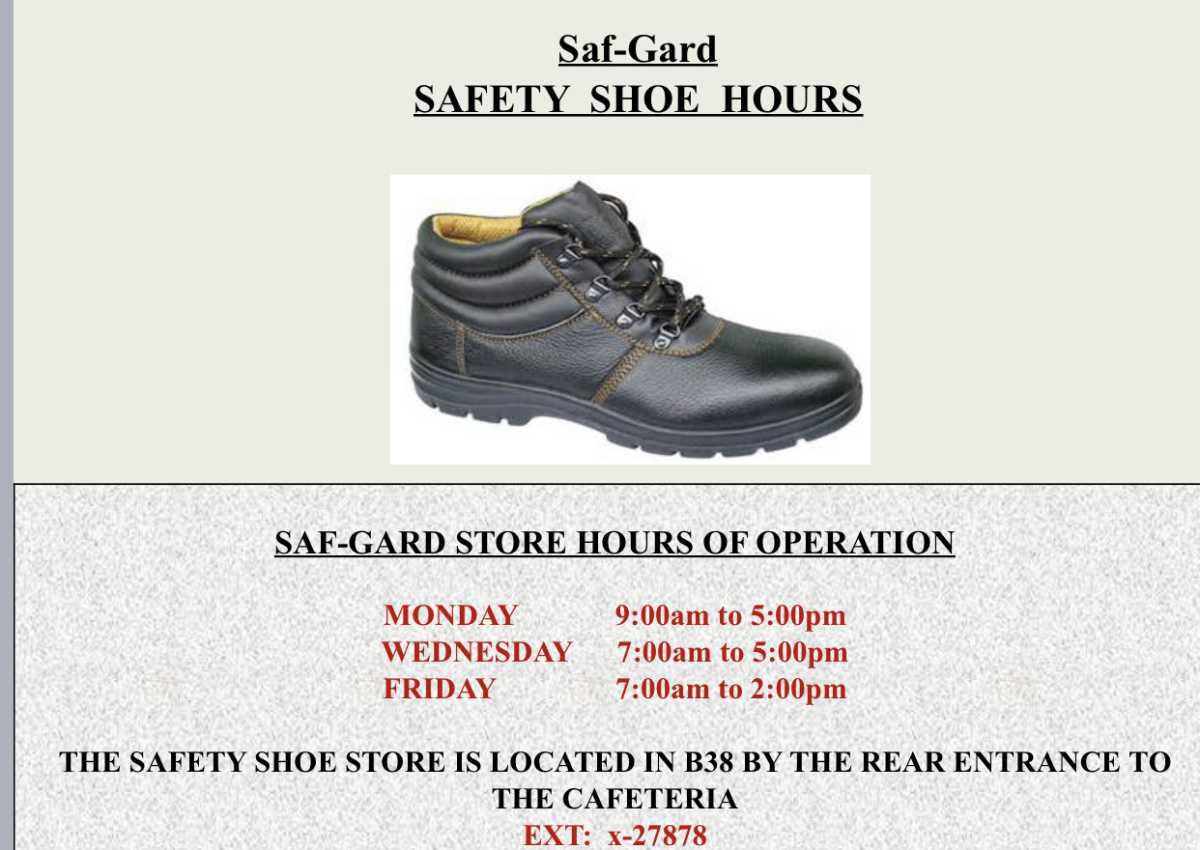 Optician & Safety Shoe Schedules. 