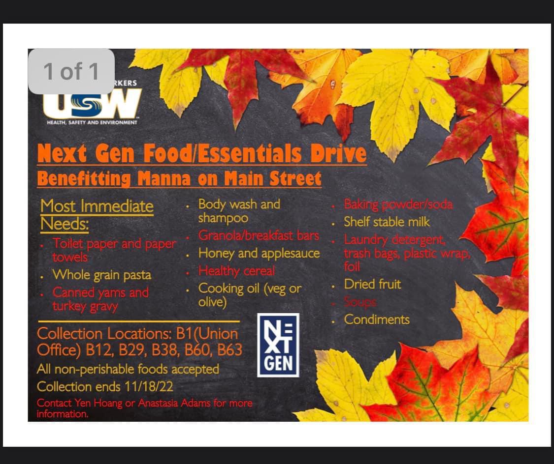 USW Next Gen Food/Essentials Drive