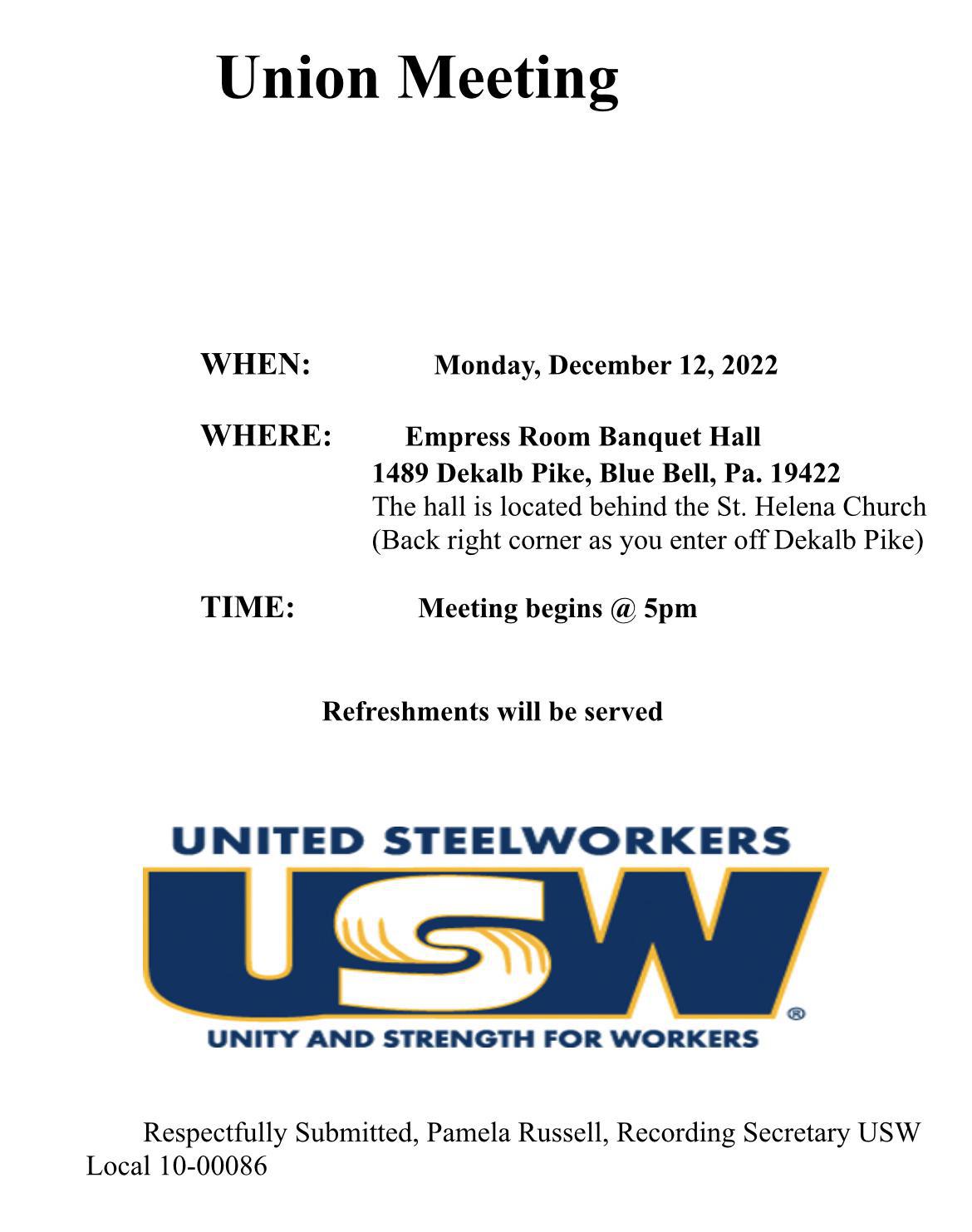 December Union Meeting