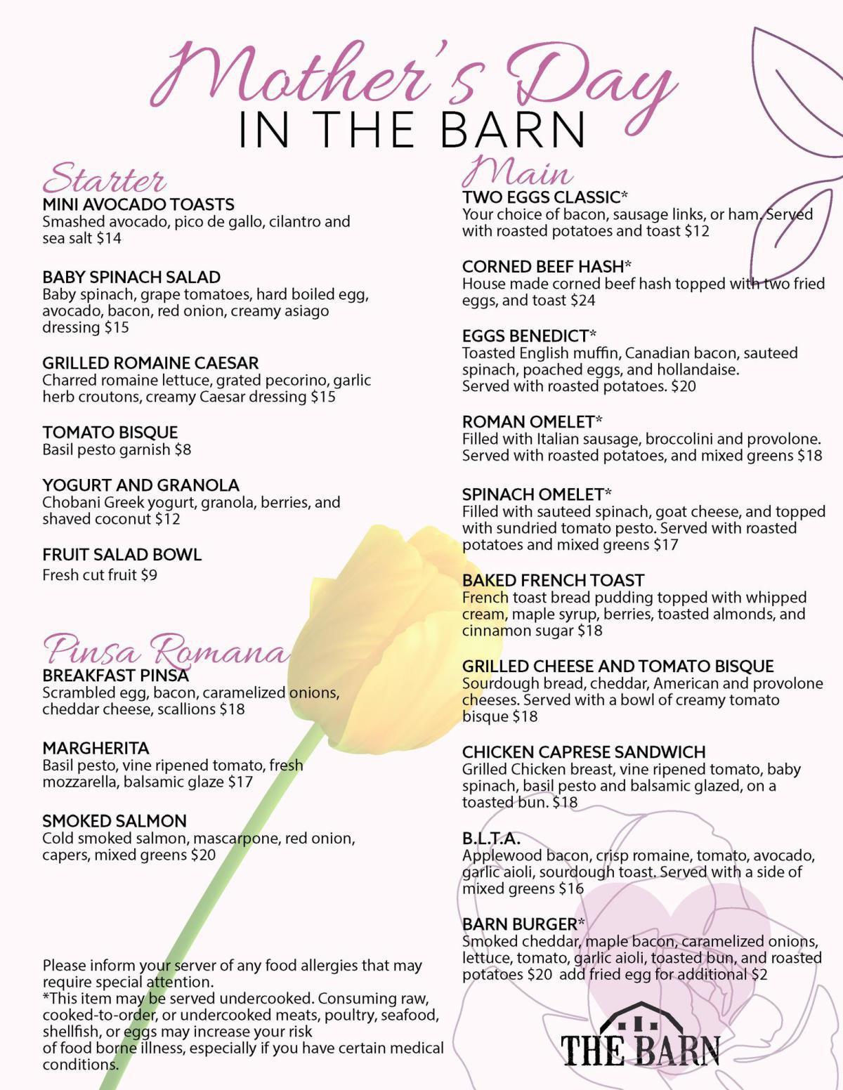 Mother's Day brunch at the Barn