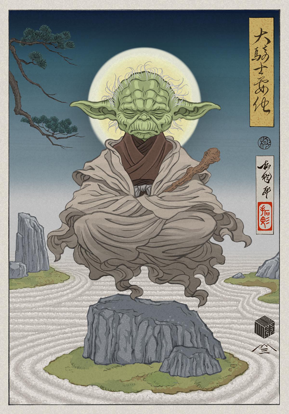 Cet artiste transforme les personnages cultes de Star Wars en estampes japonaises