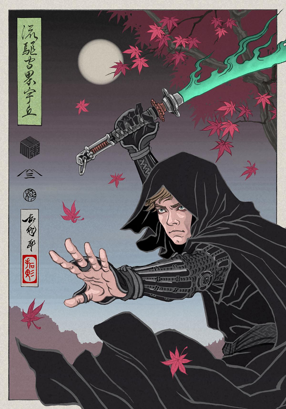 Cet artiste transforme les personnages cultes de Star Wars en estampes japonaises