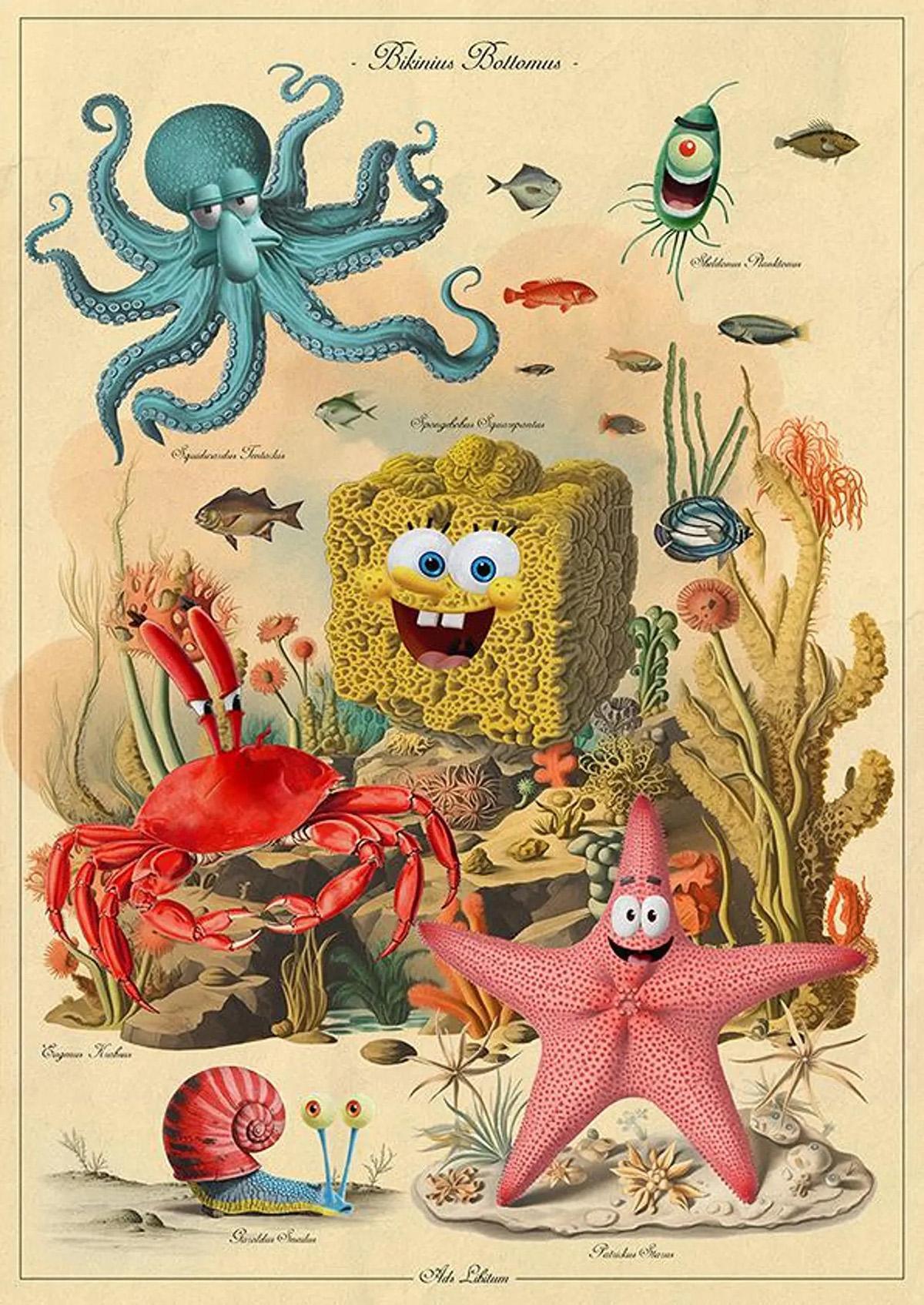 Il revisite les personnages célèbres façon illustrations naturalistes du XVIIIe siècle
