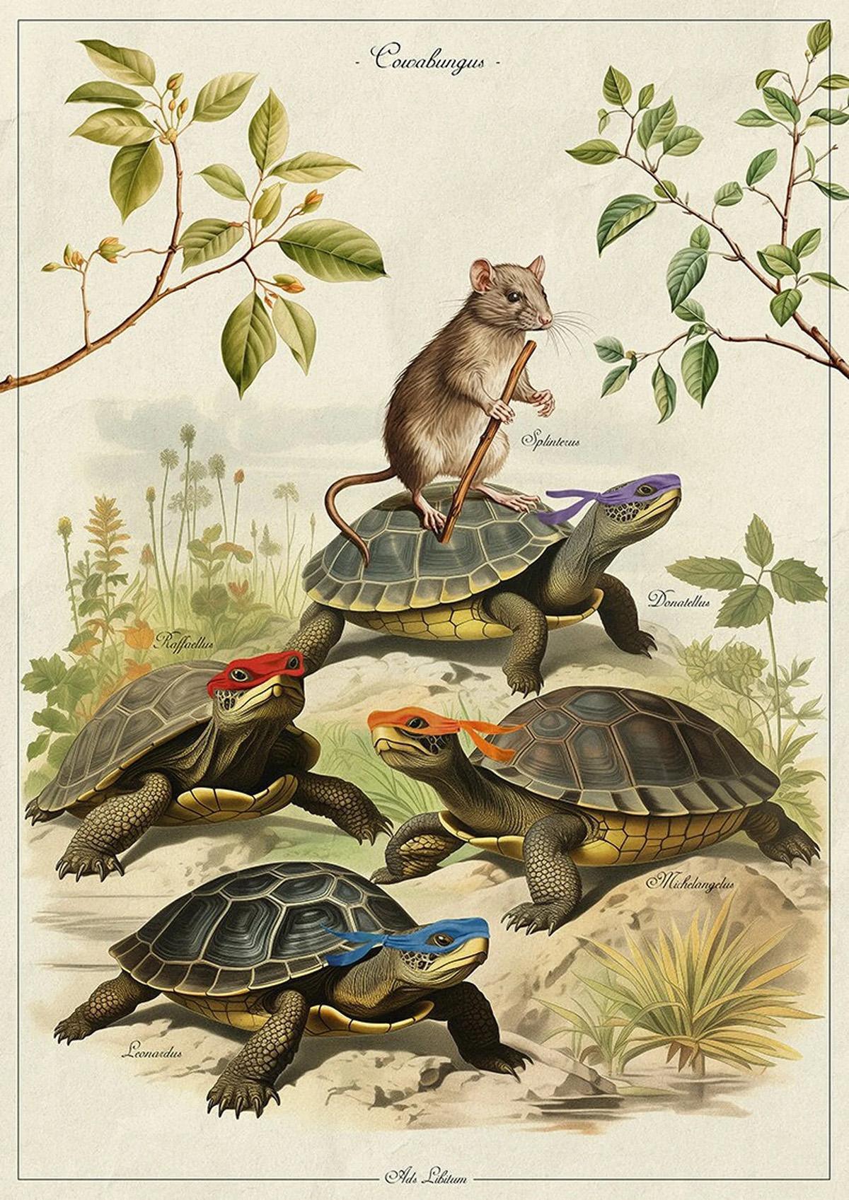 Il revisite les personnages célèbres façon illustrations naturalistes du XVIIIe siècle Il revisite les personnages célèbres façon illustrations naturalistes du XVIIIe siècle