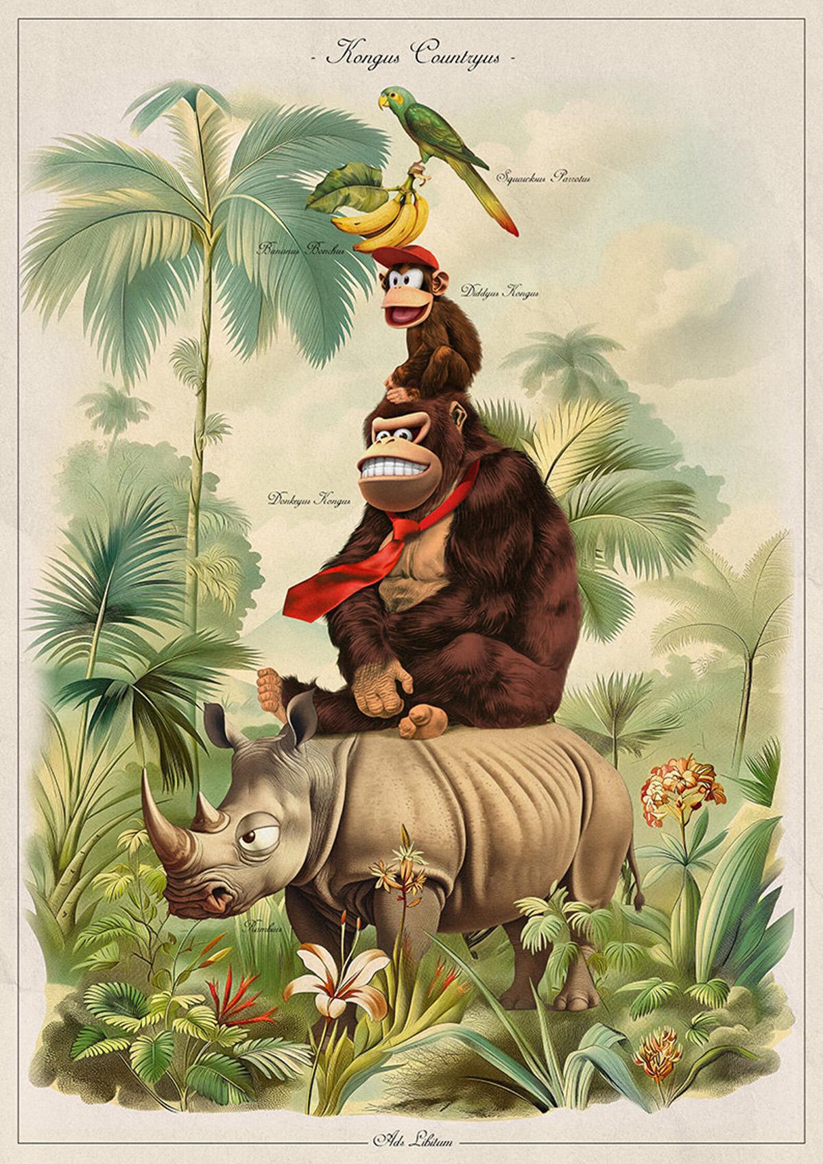 Il revisite les personnages célèbres façon illustrations naturalistes du XVIIIe siècle Il revisite les personnages célèbres façon illustrations naturalistes du XVIIIe siècle