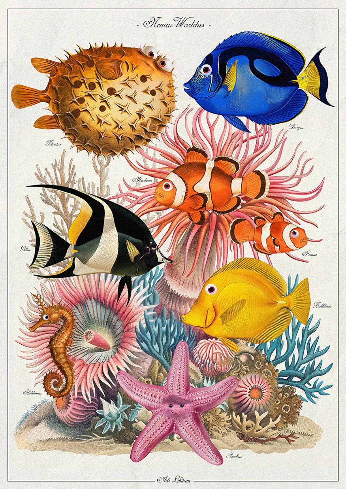 Il revisite les personnages célèbres façon illustrations naturalistes du XVIIIe siècle Il revisite les personnages célèbres façon illustrations naturalistes du XVIIIe siècle