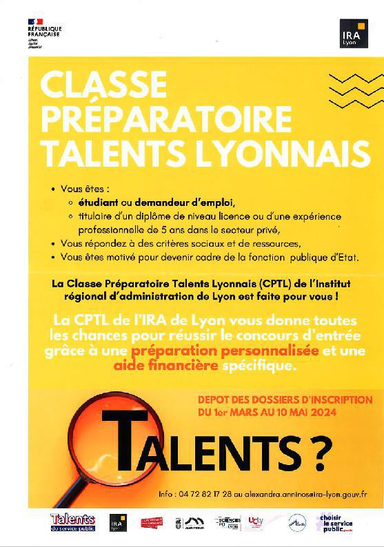 Classe préparatoire talents Lyonnais