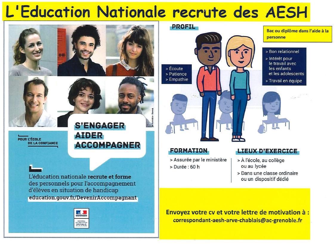 L'Education Nationale recrute des AESH 