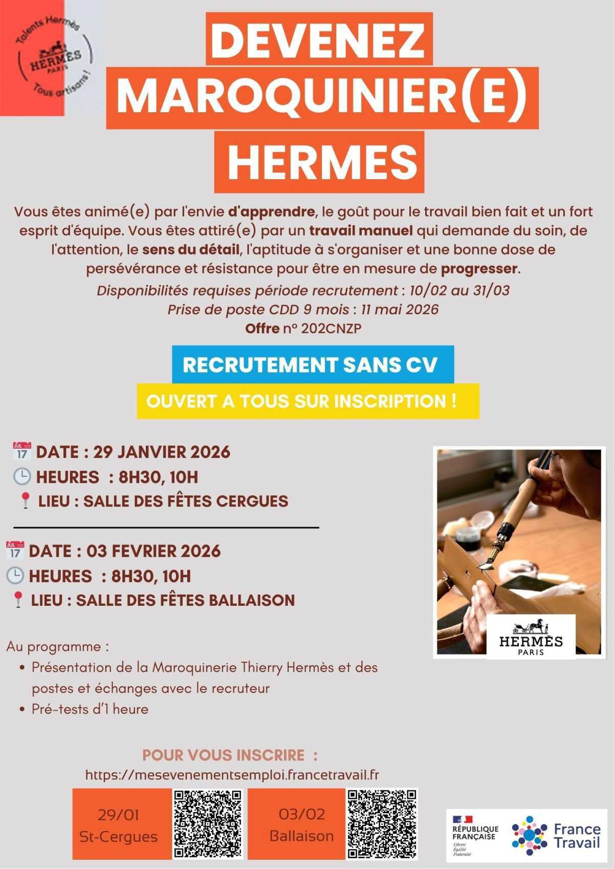Recrutement Maroquinerie Thierry - Hermès 
