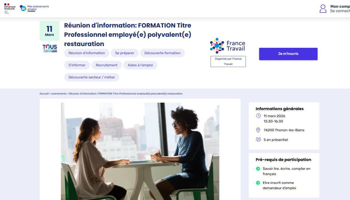 Réunion d'information: FORMATION Titre Professionnel employé(e) polyvalent(e) restauration