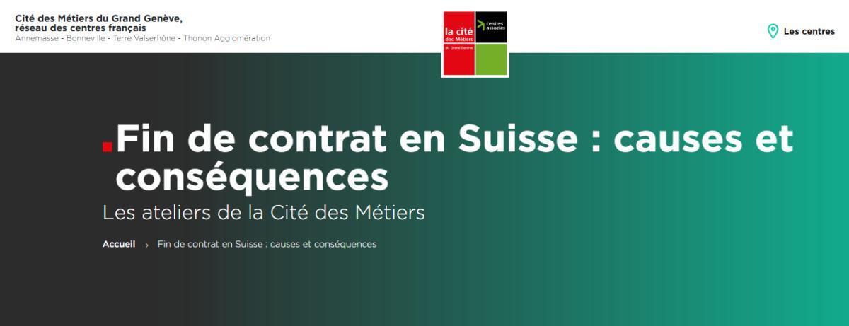 Atelier "Fin de contrat en Suisse : causes et conséquences "