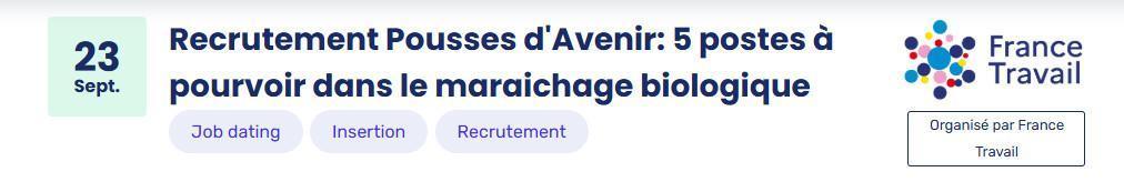 Recrutement Pousses d'Avenir: 5 postes à pourvoir dans le maraichage biologique