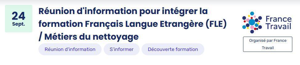 Réunion d'information pour intégrer la formation Français Langue Etrangère (FLE) / Métiers du nettoyage