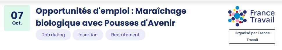 Opportunités d'emploi : Maraîchage biologique avec Pousses d'Avenir