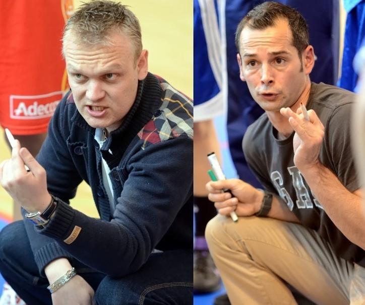 Les matchs entre le BLMA et le Pays d'Aix version "jeunes" sont aussi l'occasion d' "affrontements" entre deux excellents coachs: Damien LEROUX (à gauche) et Thomas CANARD (à droite)
