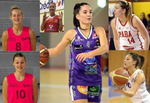 Lindsay, Fleur, Pauline, Justine et Elise entourent Aline (Photos Reims Basket pour Linsay et Fleur, SIG pour Pauline)