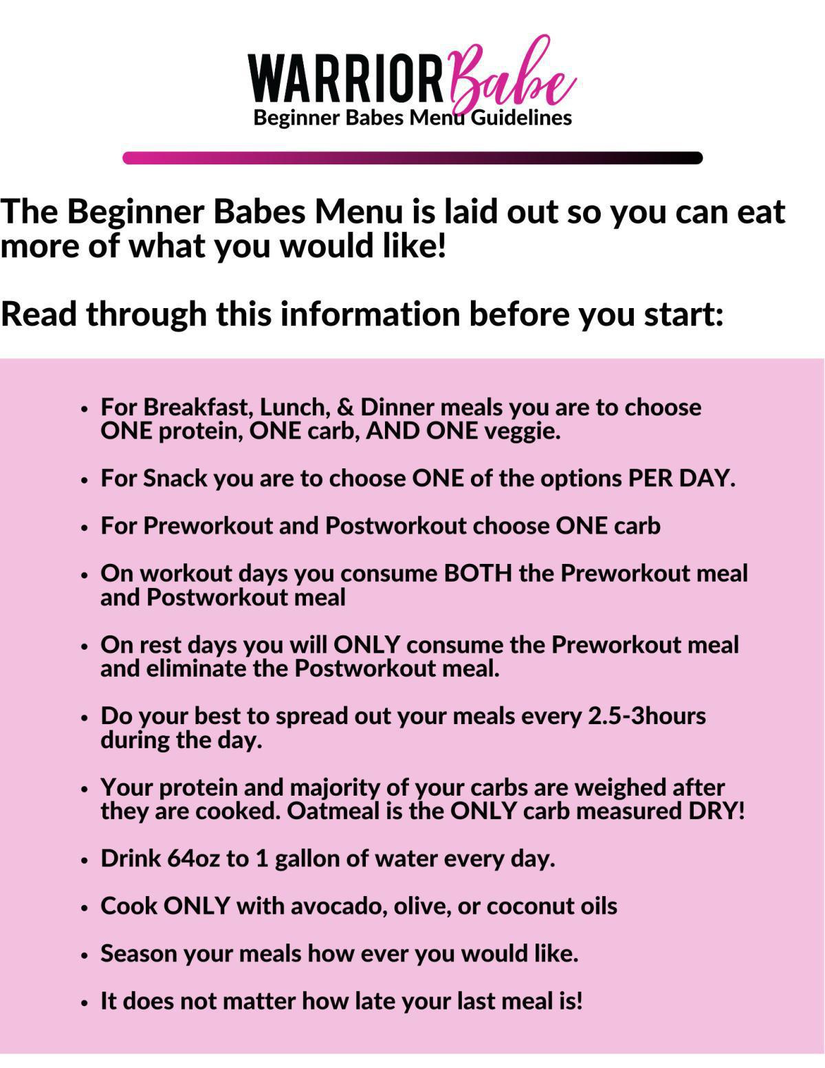 Menu Guidelines Menu Guidelines