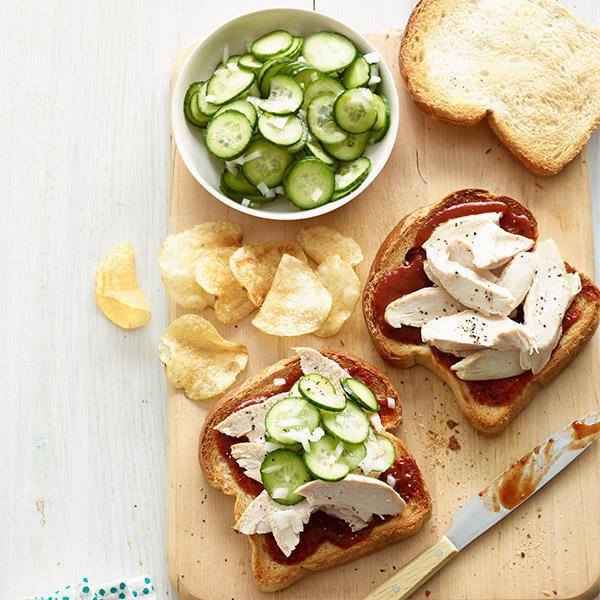BBQ Chicken Sandwiches and Pickled Cucumbers