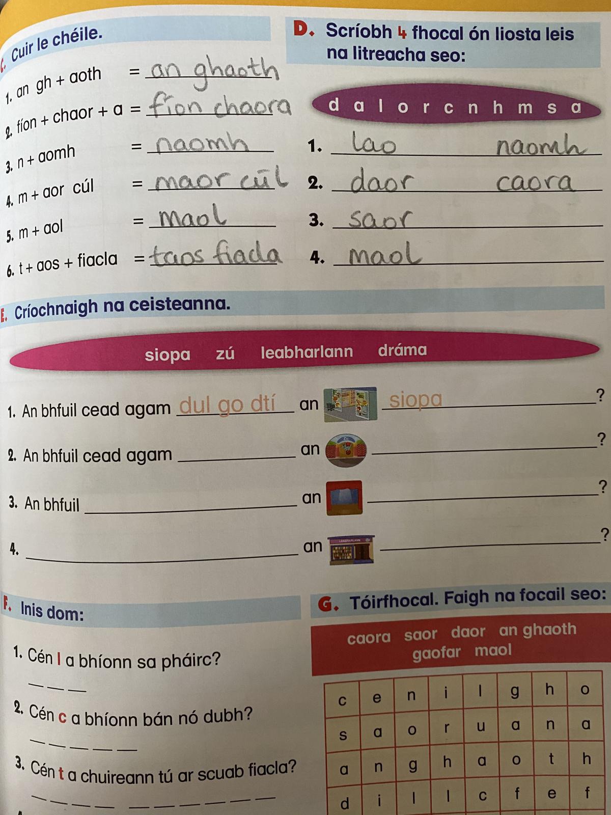 Work for Wednesday 10th of February
