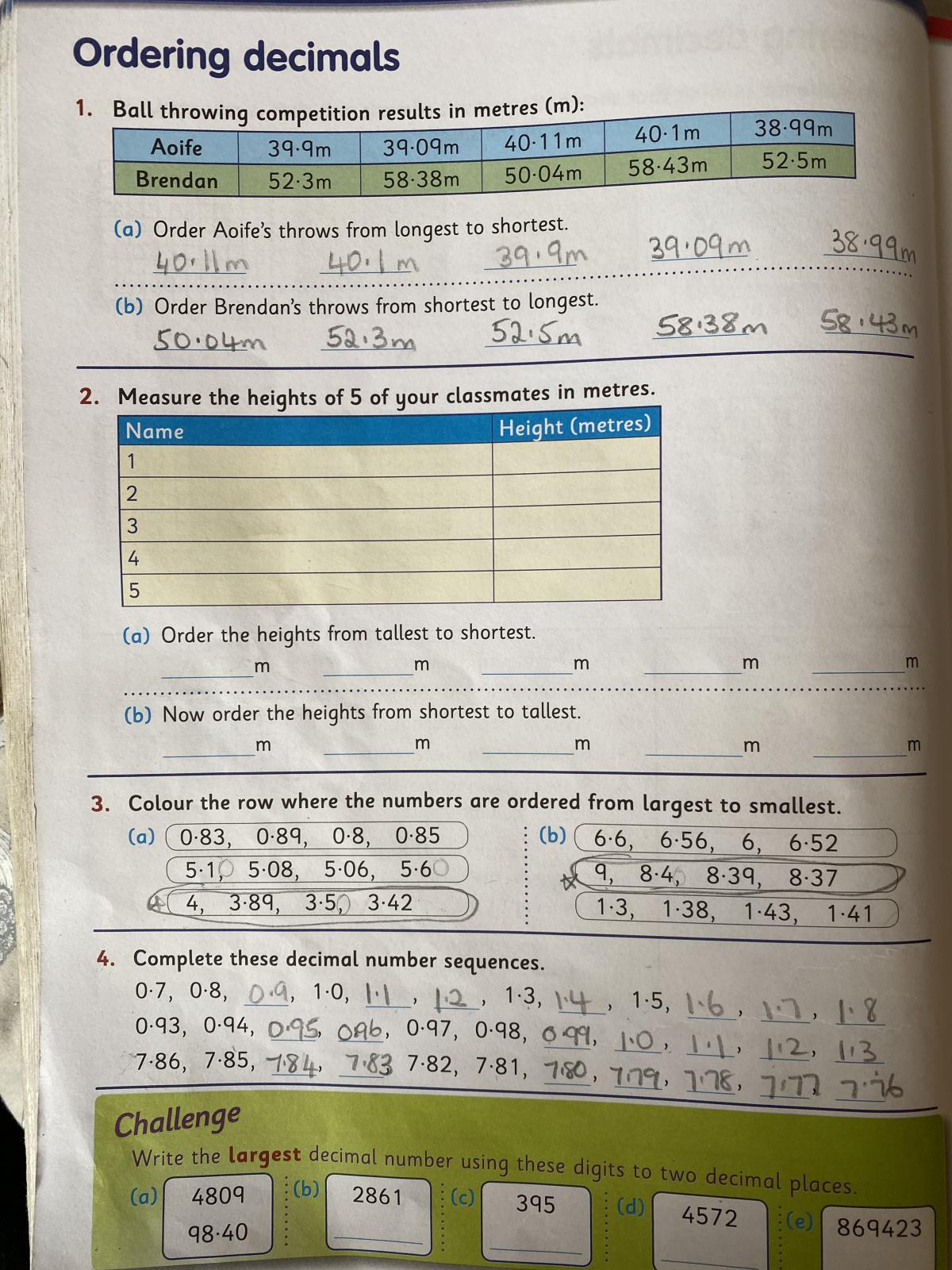 Work for Monday 15 th of February 