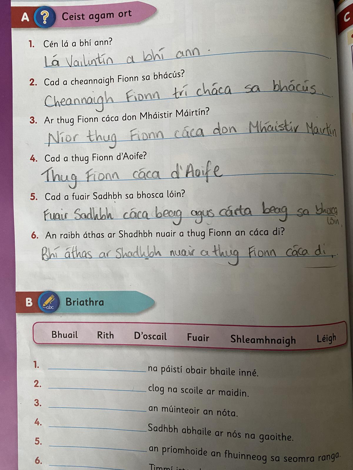 Work for Tuesday 16th of February Work for Tuesday 16th of February