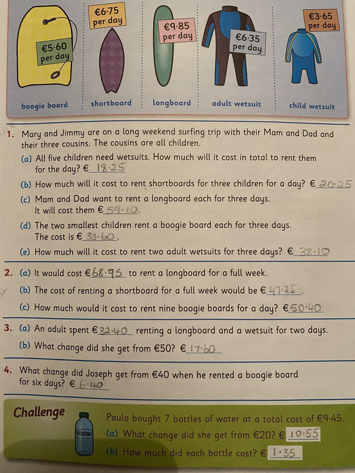 Work for Monday 1st of March. 