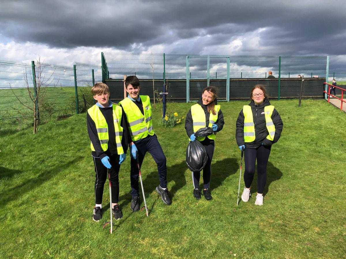  Sixth Class working hard in Team Limerick clean-Up!