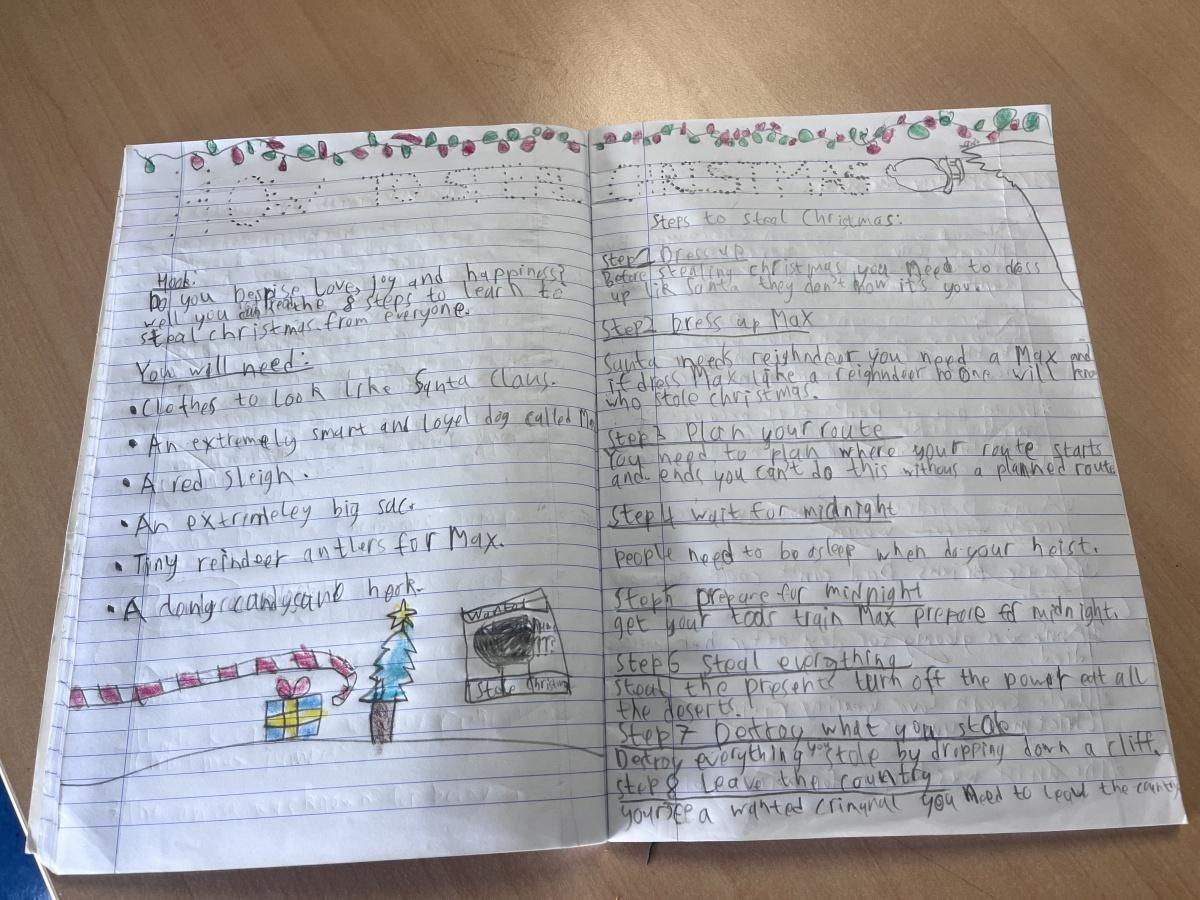 ‘How to Steal Christmas’ Procedural Writing 