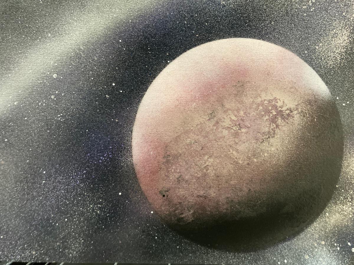 Planeten sprayen im Wahlfach "Bildnerisches Gestalten" der 3. Sek E Planeten sprayen im Wahlfach "Bildnerisches Gestalten" der 3. Sek E