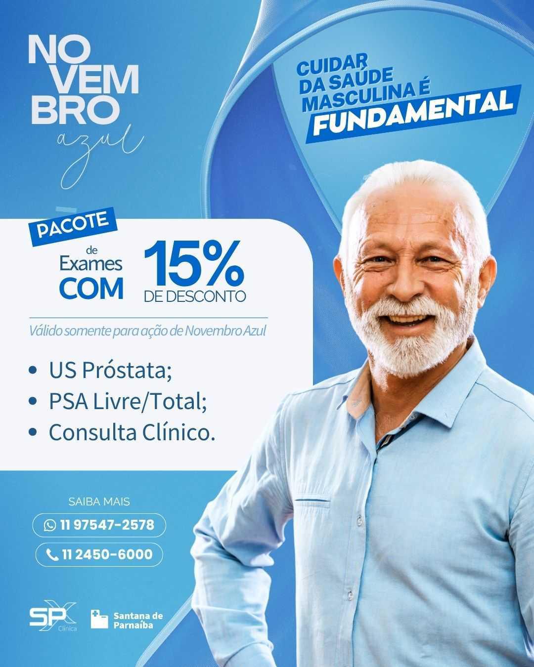 💙 Novembro Azul Chegou na SPX Santana de Parnaíba: Exames do Homem com Desconto! 👨🏻