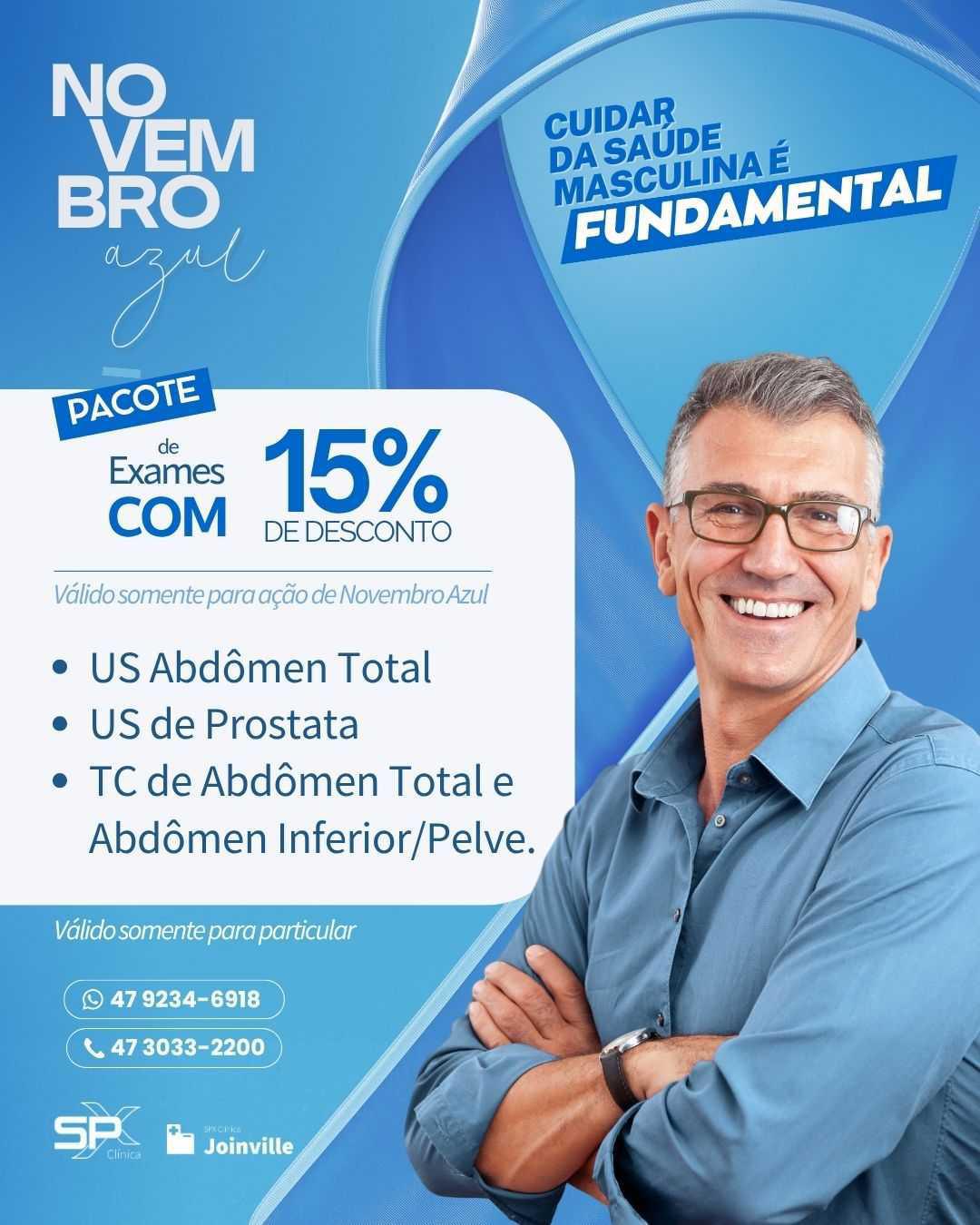 💙 Novembro Azul Chegou na SPX Joinville: Exames do Homem com 15% de Desconto! 👨🏻