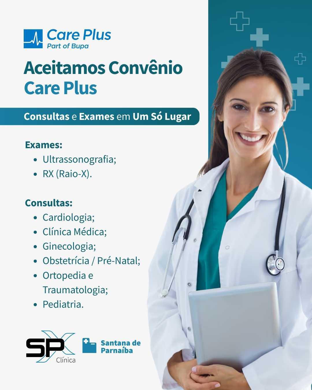 🩺 Realize Sua Consulta e Exames com o Convênio Care Plus na SPX Santana de Parnaíba! 🏥