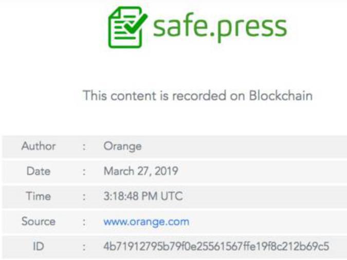 Orange : Blockchain IBM anti fake news 
