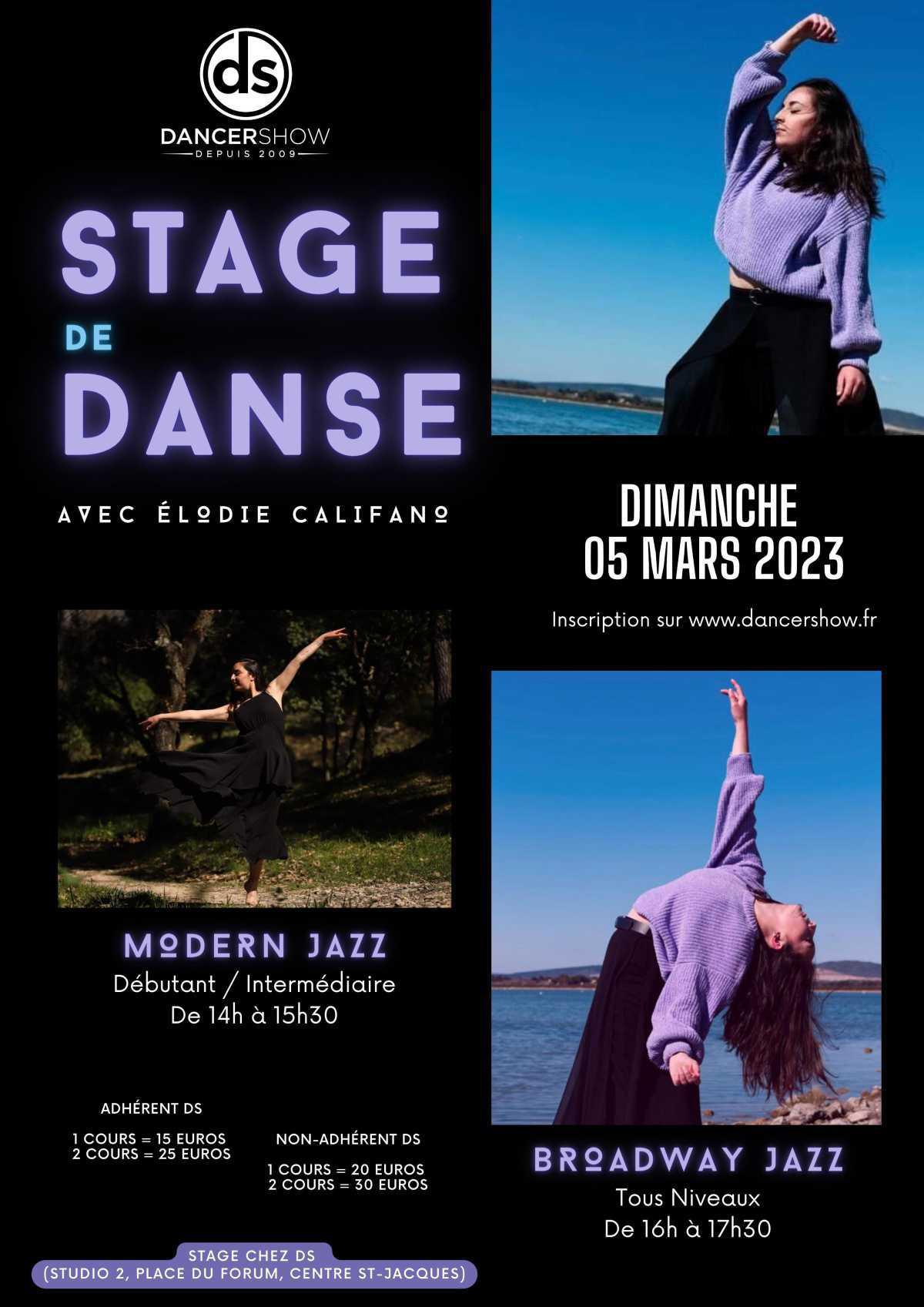 STAGE DE DANSE avec ÉLODIE CALIFANO - MODERN & BROADWAY JAZZ STAGE DE DANSE avec ÉLODIE CALIFANO - MODERN & BROADWAY JAZZ