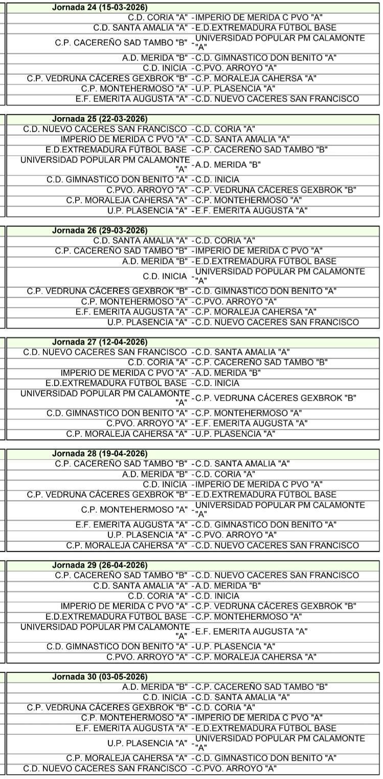 CALENDARIO JUVENILES 1A DIVISIÓN 