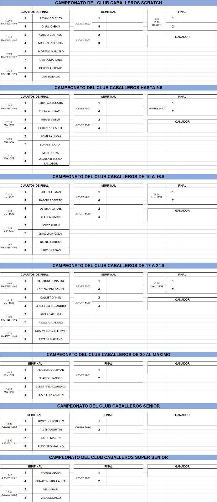 DRAW CAMPEONATO DEL CLUB 