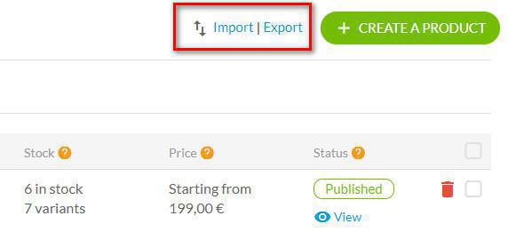 Importación de productos - CSV